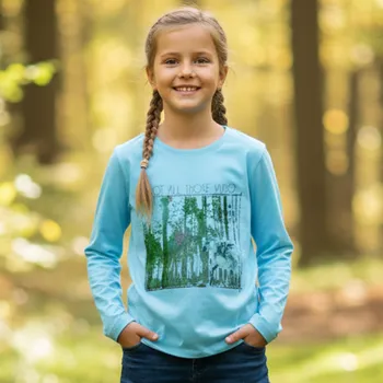 Dívčí oblečení Kugo M1601 Dívčí tričko sv.zelené