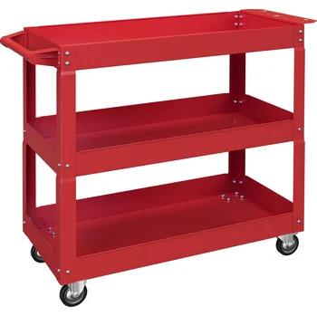 DURHAND třípatrový vozík na nářadí, 4 kolečka, ocel, 83 x 35,3D x 76V cm, červený