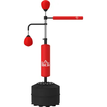 Boxovací pytel Volně stojící stojan na boxovací pytel HOMCOM 4 v 1, výškově nastavitelný, 160-230 cm, červený