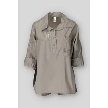 Dámské oblečení Trendy košile s výšivkou DM 61896 barva: hnědá-fango