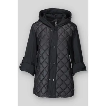 Dámský kabát Přechodová bunda s kapucí FLY 2721 barva: černá, velikost: M