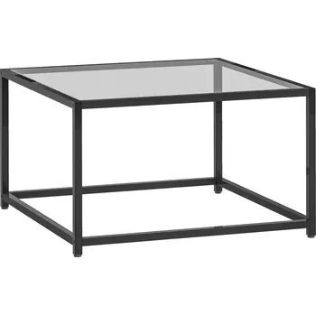 Noční stolek HOMCOM Noční stolek Čtvercový noční stolek s deskou z tvrzeného skla, konferenční stolek s ocelovými nohami 68 x 68 x 39 cm černý