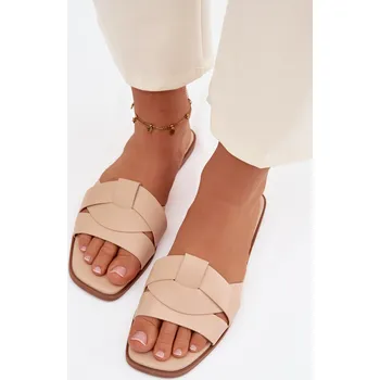 Dámské žabky Dámské ploché nazouváky s pásky béžové Marissae 36