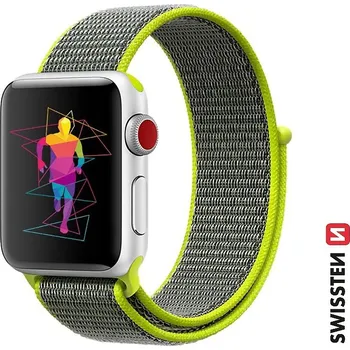 Řemínek na hodinky Řemínek SWISSTEN Nylon pro Apple Watch 49mm / 46mm / 45mm / 44mm / 42mm - nylonový - zářivě zelený