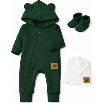 Kojenecký overall Rostoucí oteplený overál s čepičkou, 2D - tm. zelený, vel. 92/98