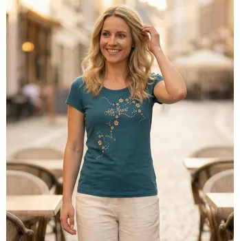 Dámské tričko Dámské triko ALTISPORT CARRYOVER ALW009F61 PETROLEJOVÁ/ZLATÁ XS