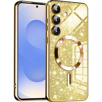 Pouzdro na mobilní telefon Techsuit - Luxusní třpytivý MagSafe - Samsung Galaxy S25 - zlatý