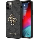 Guess PU 4G Metal Logo Zadní Kryt pro iPhone 12/12 Pro Grey