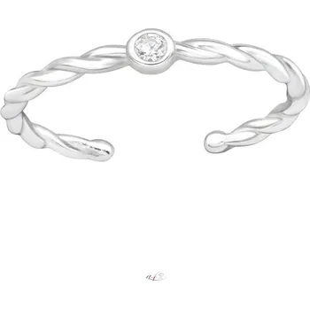Náušnice For Silver Stříbrný nastavitelný prsten na nohu s krouceným motivem a zirkonem - Stříbro 925