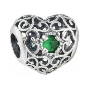 Přívěsek Prosperk Korálek na náramek Pandora heart zelený kamínek S2029