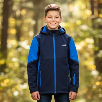 Chlapecká bunda Chlapecká softshellová bunda bez zateplení tm.modrá Wolf B2364