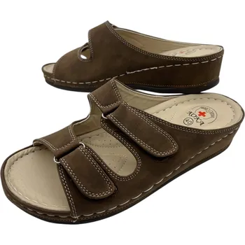 Dámské pantofle Dámské hnědé nadměrné pohodlné pantofle KOKA 01 Barva: Hnědá, Velikost: 42