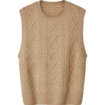Dámský svetr esmara® Dámský pletený svetr bez rukávů Béžová XS