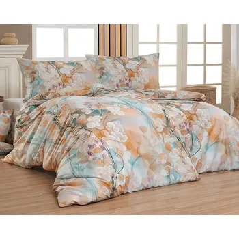 Povlečení Povlečení Matějovský LUNARIS, květinový vzor, oranžové, bavlněný satén, digitál, 140x220cm + 70x90cm