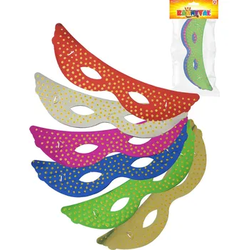 Karnevalová maska _Ostatní 1_ KARNEVAL Maska škraboška zlaté tečky set 6 barev v sáčku