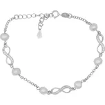 Stříbrný perlový náramek nekonečno