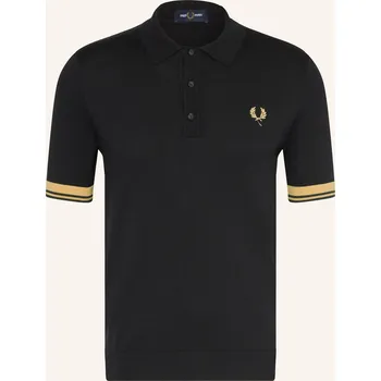 Pánská košile Fred Perry Pánské Pletené Polo Tričko, černá / tmavě žlutá, S