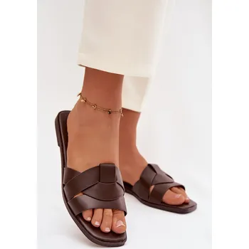 Dámské žabky Dámské ploché pantofle s pásky Čokoládové Marissae 39