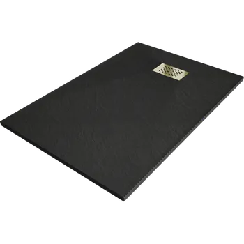 Sprchová vanička Mexen Hugo obdélníková sprchová vanička SMC 100 x 90 cm, černá, zlatý kryt - 42709010-G Obdélníkové sprchové vaničky