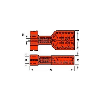 Molex 190030129 faston zásuvka vč. lisované objímky Šířka zástrčky: 4.75 mm Tloušťka konektoru: 0.81 mm plná izolace červená 1 ks