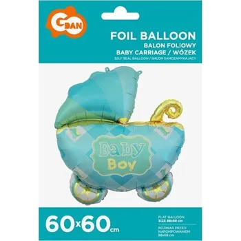 Balónek Balon foliowy Wózek, niebieski, 60 cm, GoDan
