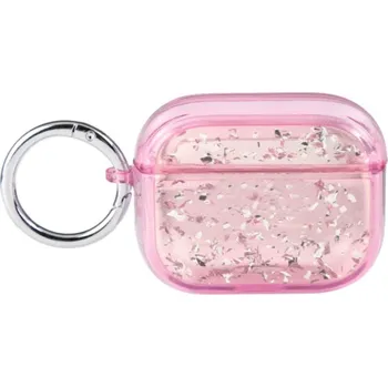 Pouzdro na mobilní telefon Transparentní obal se třpytkami pro AirPods Pro - růžový