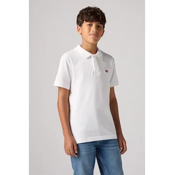 Chlapecké tričko Dětská bavlněná polokošile Levi's BACK NECK TAPE POLO 9EA893 bílá 00X, vel. 164