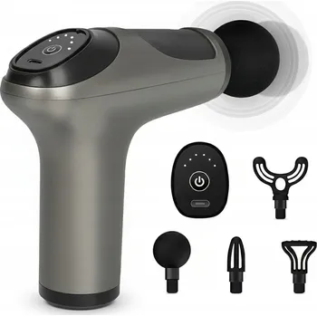 Masážní přístroj Vibrační Pistole na Masáž Svalů, 6 Rychlostí, Tichá Masážní Přístroj Pistole se 4 Nástavci