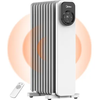 Přímotop MIDEA Olejový radiátor mobilní 9 žeber dálkové ovládání LED displej 2000W tichý