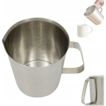 Konvička na mléko Nerezová konvička na mléko s odměrkou 1000 ml, džbánek na pěnění mléka