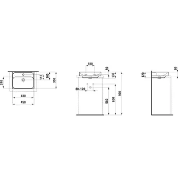 Umyvadlo LAUFEN MEDA - umývátko, broušená spodní část umyvadla (H816111) Barva: Bílá, Provedení: bez otvoru pro baterii