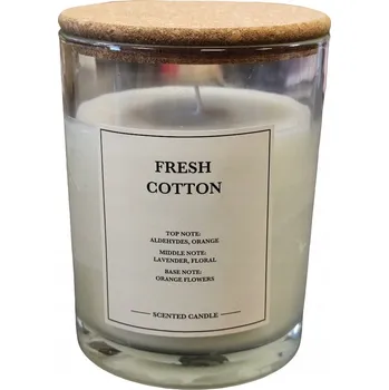 Svíčka Vonná svíčka Fresh Cotton - Vůně čerstvě vypraného prádla, až 45 hodin hoření, 320g