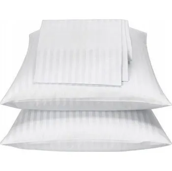 Povlečení POVLEČENÍ NA POLŠTÁŘ 50x60 PRUHY 1CM DAMAŠEK BÍLÉ HOTELOVÉ