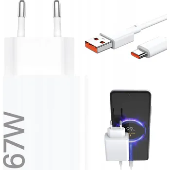 RYCHLÁ SÍŤOVÁ NABÍJEČKA 67W USB-C PD FAST CHARGE UNIVERZÁLNÍ S KABELEM 1M