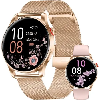 Hodinky CHYTRÉ HODINKY DÁMSKÝ RX06 HODINKY HOVORY POLSKÉ MENU ZLATÝ KULATÝ SLIM