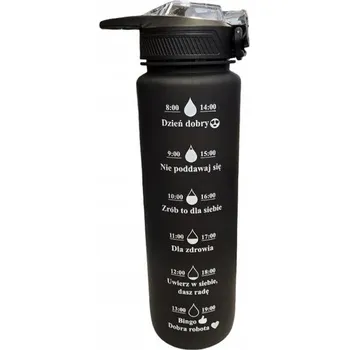 Láhev Lahev Na Pití Smukee ČERNÝ Lahev Na Pití motivační s brčkem 1000 ml černý