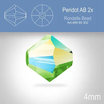 Dětské zboží PRECIOSA Bicone MC BEAD (sluníčko) velikost 4mm. Barva PERIDOT AB 2x. Balení 30ks .