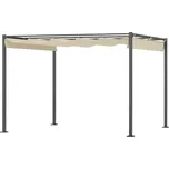 Zahradní pergola Outsunny 3 x 3 m se zatahovací střechou, altán, stínící stříška, UPF30+, béžová barva