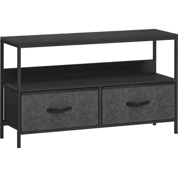 Televizní stolek Skříňka pod TV HOMCOM se 2 zásuvkami, otevřená přihrádka, pro TV do 47 palců, 98 x 29 x 56 cm, černá+tmavě šedá