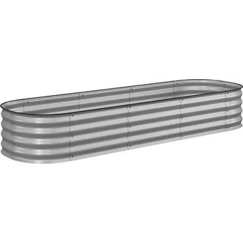 Vyvýšený záhon Outsunny Vyvýšený záhon Outsunny, modulární vyvýšený záhon, chráněné okraje, provedení bez podstavce, 195 x 62 x 30 cm, stříbrný