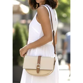 Elegantní kabelka kožená 6022 barva: béžová