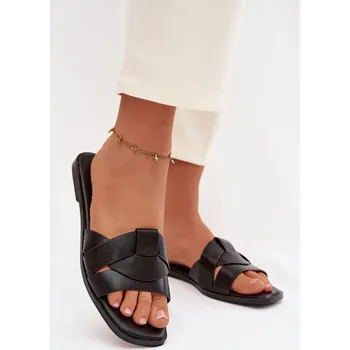 Dámské žabky Dámské ploché pantofle s pásky Černé Marissae 38