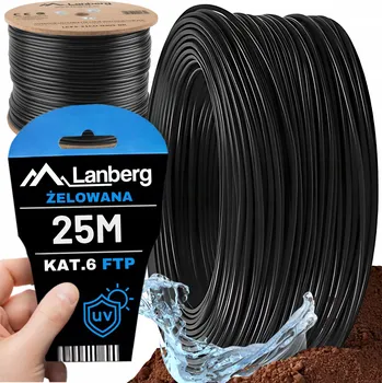 Síťový kabel EXTERNÍ KABEL S KROUCENOU DVOJLINKOU LAN GEL FTP KAT.6 25M LANBERG
