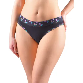 Kalhotky GINA 16174P Kalhotky bokové - brazilky Barva: Černá-Fialová, Velikost: L/XL