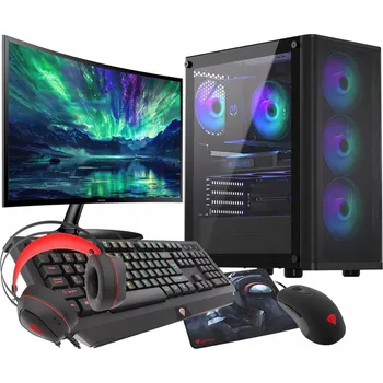 Stolní počítač HERNÍ PC SESTAVA RGB Ryzen 7 5700X RX 9060 XT 32GB SSD 1TB WIFI W11 + 27" MONITOR