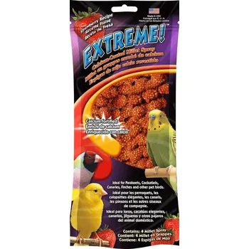 Krmivo pro ptáka Proso s příchutí jahod s přidaným vápníkem - Pochoutka pro ptáky 4ks