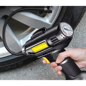 Kompresor AUTOMOBILOVÝ KOMPRESOR PÍSTOVÝ S PISTOLÍ NA HUŠTĚNÍ PNEUMATIK 12V 120W 10 BAR LED