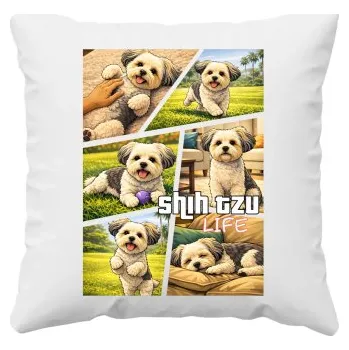 Žertovný předmět shih tzu life - polštář s potiskem- Tričkový.cz