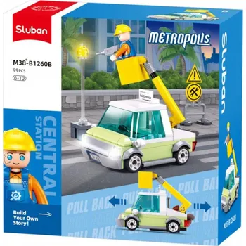 Dětské zboží Sluban Metropolis Opravářský vůz zpětný chod 99 dílků + figurka (stavebnice)