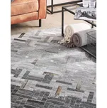 Koberec šedý 140 x 200 cm s geometrickým vzorem abstraktní ručně vyráběné obdélníkové moderní Beliani